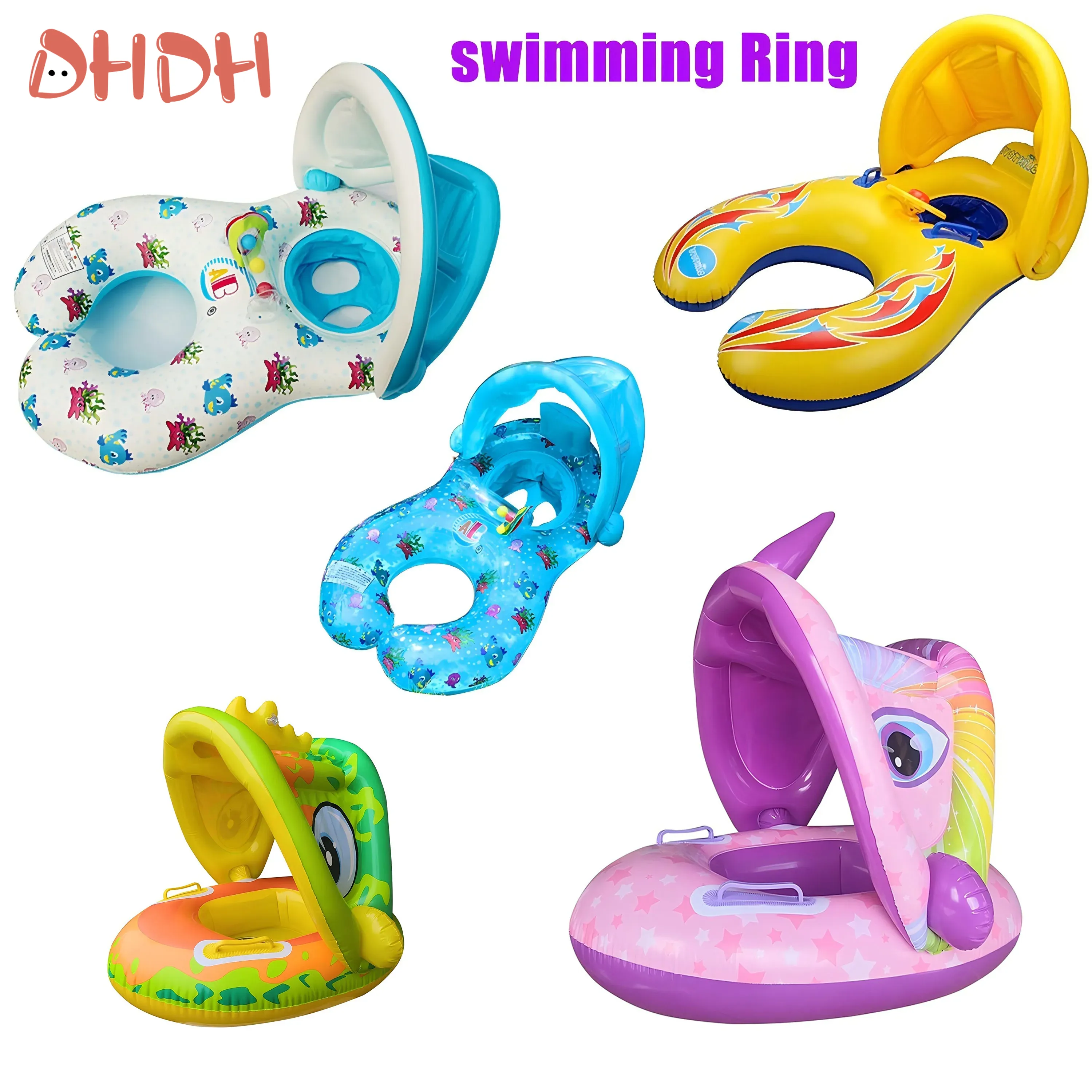 Baby Swimming Float with Sunsh - Pool Float Ring Inflatable recension och pris