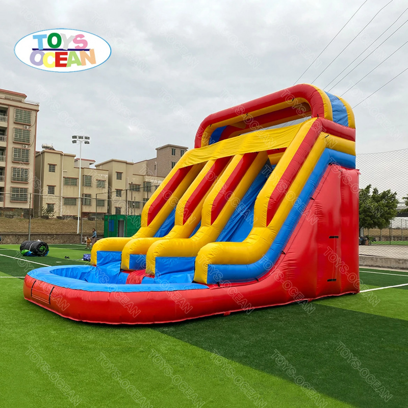 Red Yellow Blue Triple Lane In - Water Slide Inflatable recension och pris